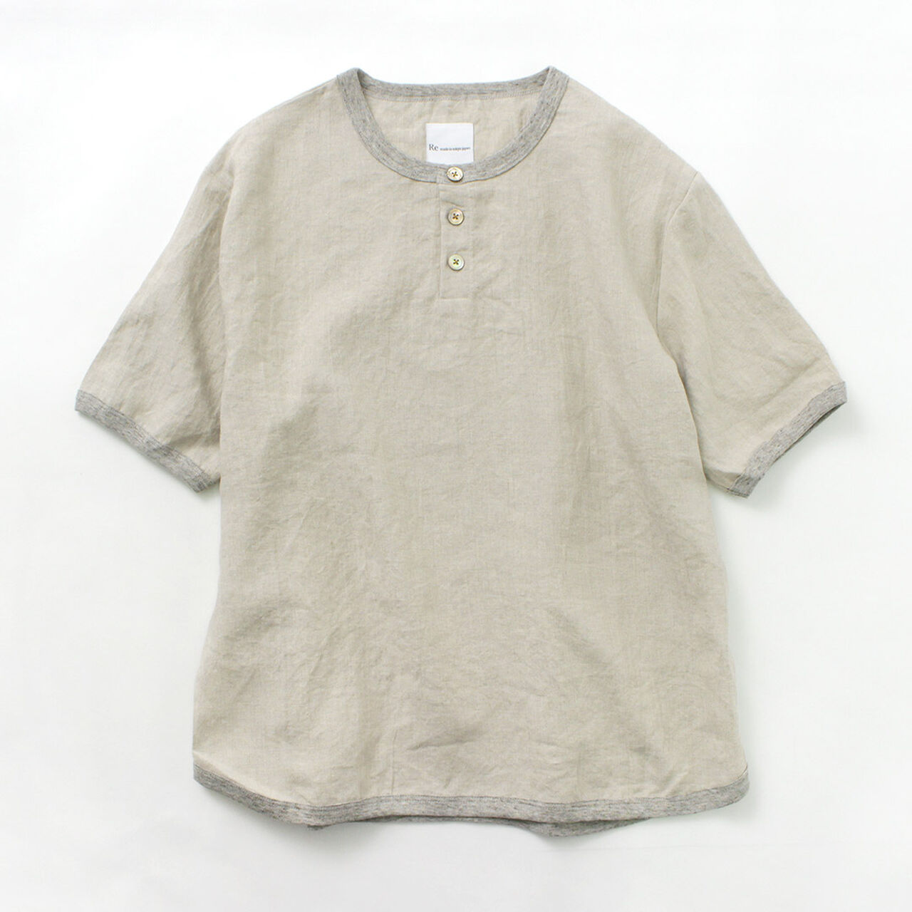 French Linen Henley Neck T-Shirt,, large image number 0
