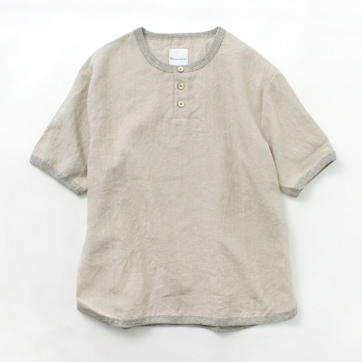 French Linen Henley Neck T-Shirt