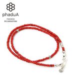 White heart antique bead necklace,Red, swatch