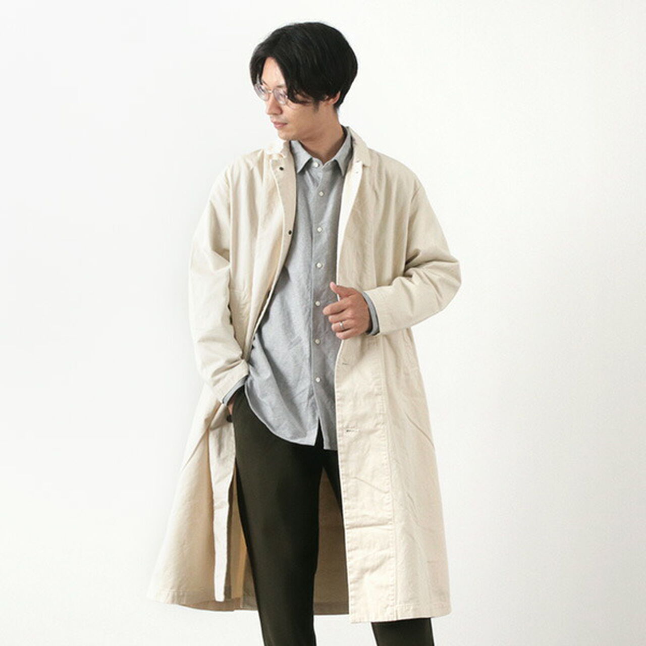 Chinocloth Overcoat,Ivory, large image number 0