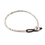 Shell Beads / Wax Cord Anklet,White, swatch