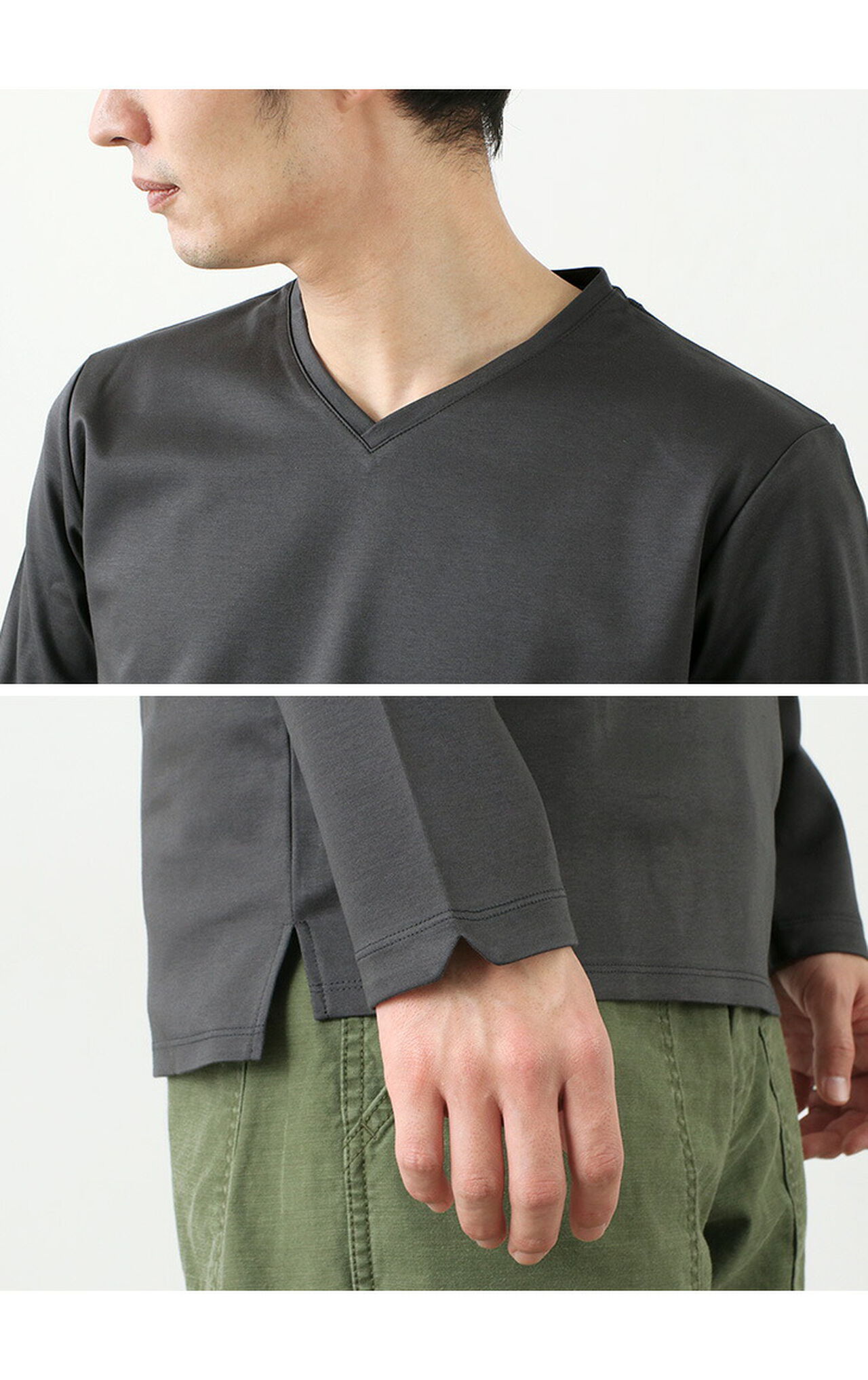 Tokyo Made V-Neck Long Sleeve Dress T-Shirt,, large image number 9