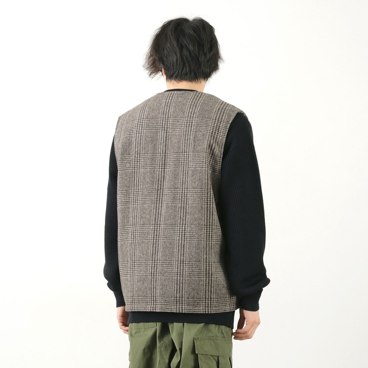 Check Wool Vest,, large image number 10