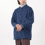 F2435 Denim kung fu jacket,UsedFinish, swatch