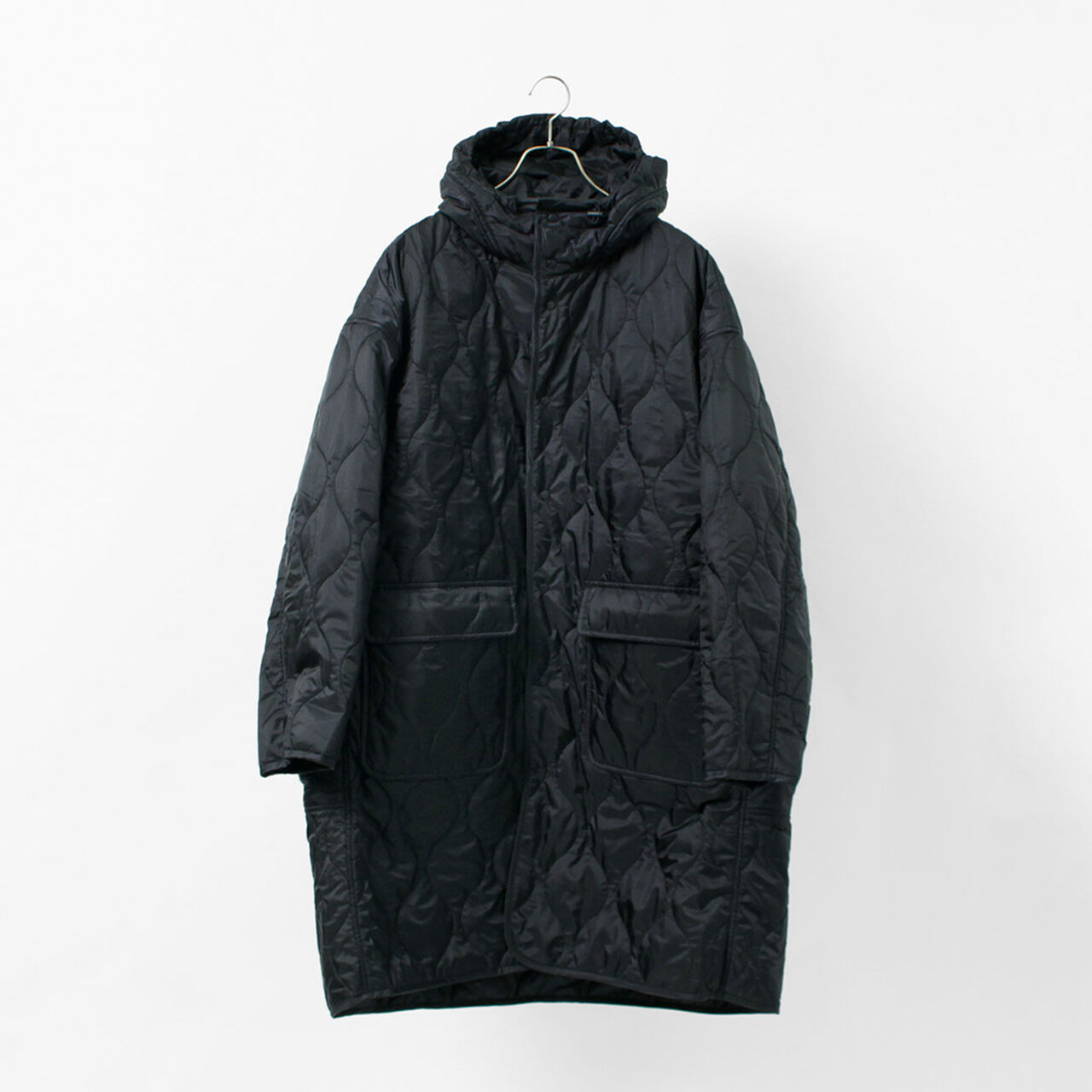 Nylon Rip Gourd Quilted Coat Hoodie,, large image number 2