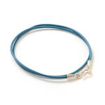 Leather choker necklace in calen silver.,Blue, swatch
