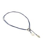 Pearl and leaf 2 line cord necklace,Navy, swatch