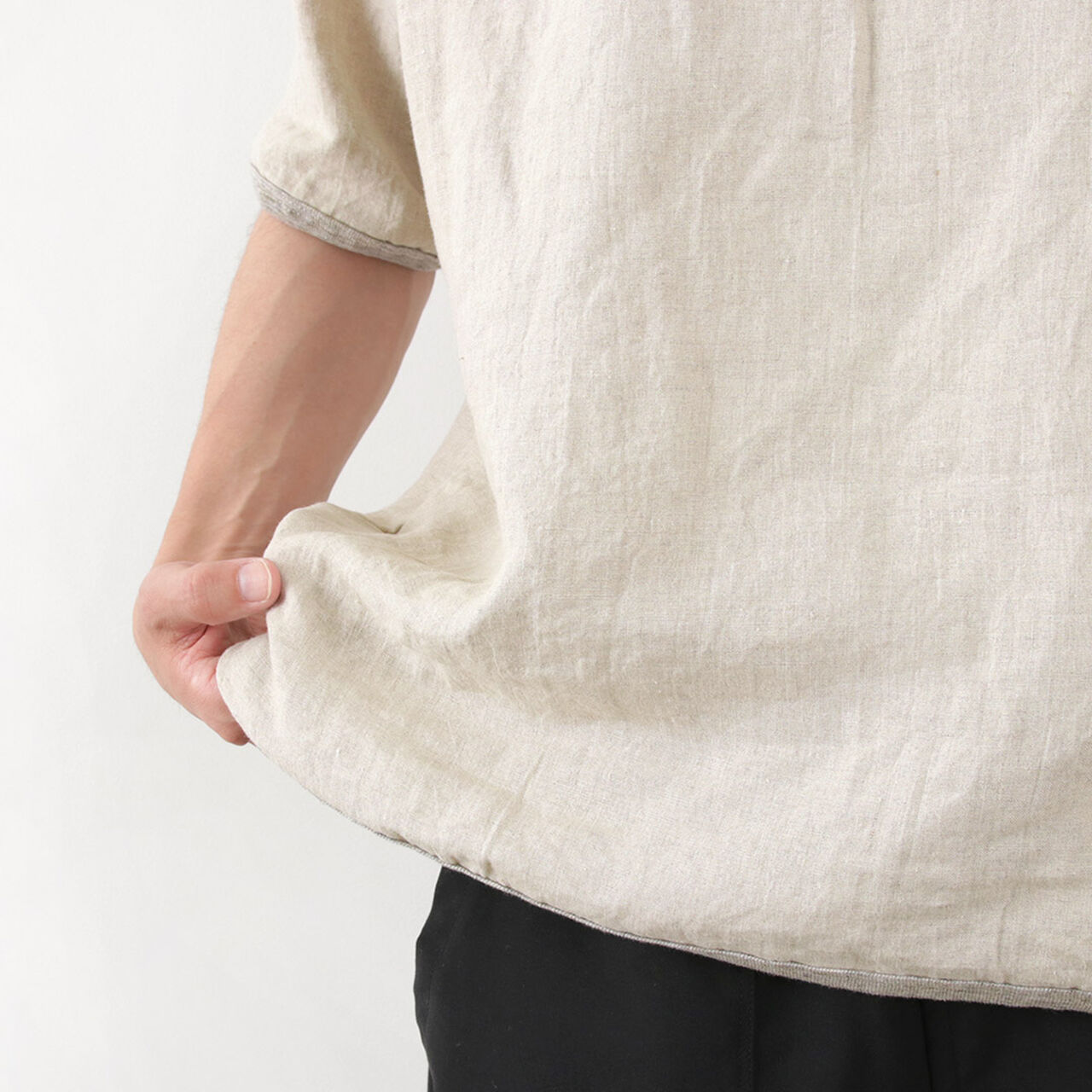 French Linen Henley Neck T-Shirt,, large image number 8