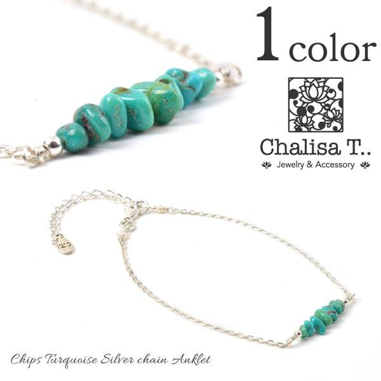 Chita Turquoise Silver Chain Anklet,, large image number 0