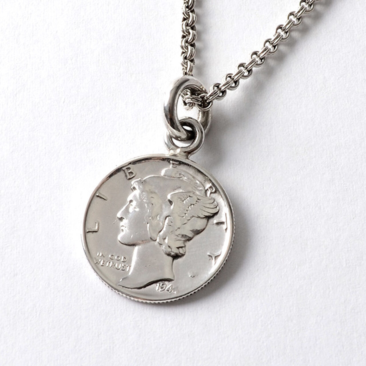 Old coin pendant top US 1 dime,Silver, large image number 0