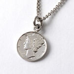 Old coin pendant top US 1 dime,Silver, swatch