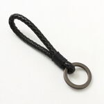 Braid Leather Key Chain,Black, swatch