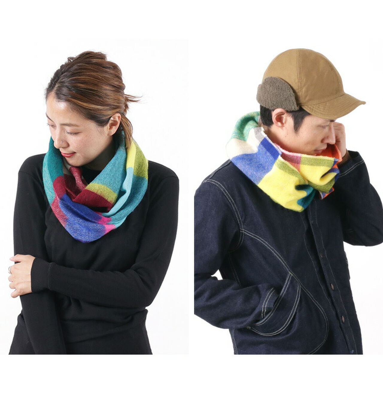 Multi-Coloured Checked Snood,, large image number 7