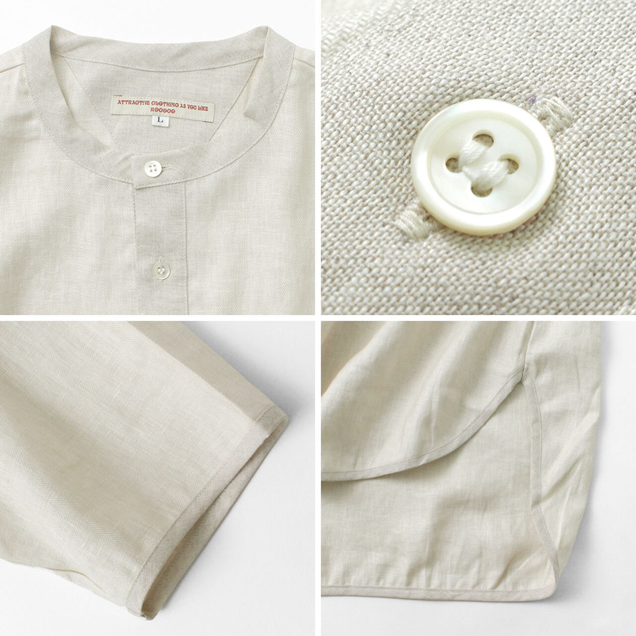 Linen cloth Henley Neck T-Shirt,, large image number 13