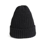 Short Merino Alpaca Knit Cap,Black, swatch
