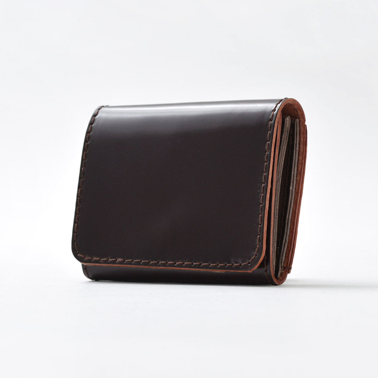 Cordovan compact wallet,Chocolate, large image number 0