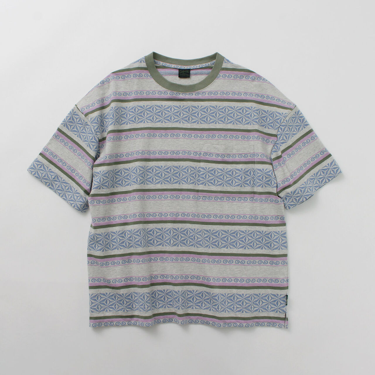 Wide Slit T-Shirt Hemp Leaf Jacquard,, large image number 0