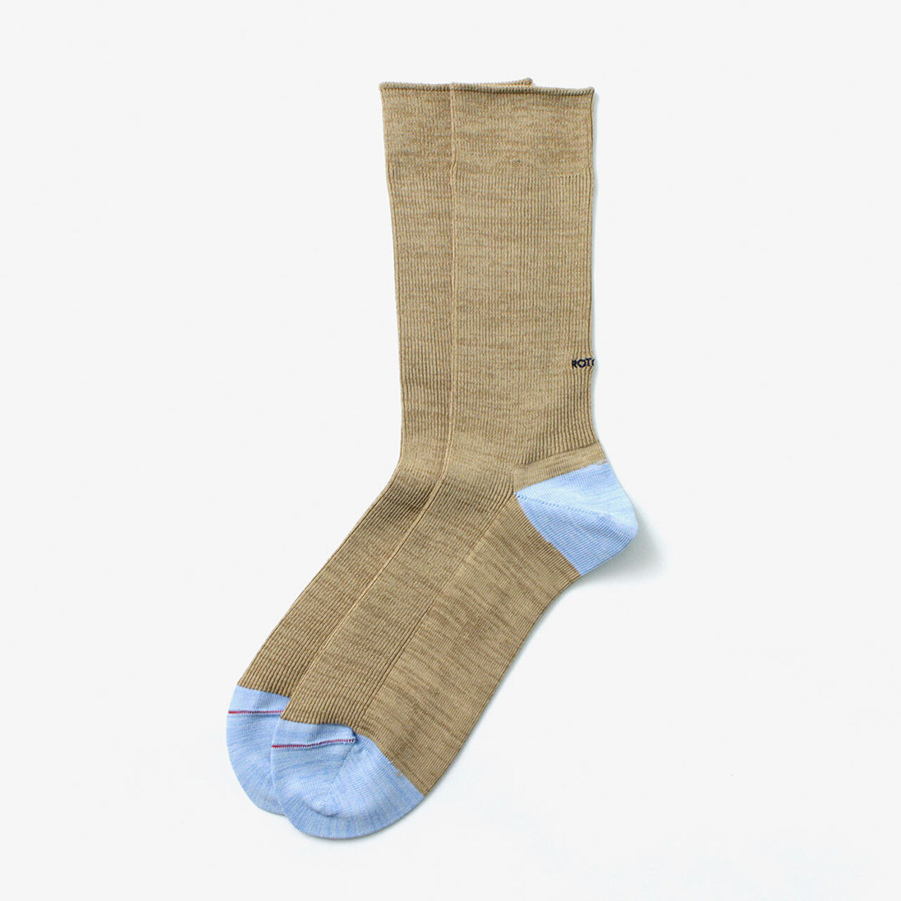 Organic Cotton & Recycled Polyester Ribbed Crew Socks,Beige_Sax, large image number 0