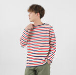 HDCS Boatneck Striped Basque Shirt,Natural_Red_Navy, swatch