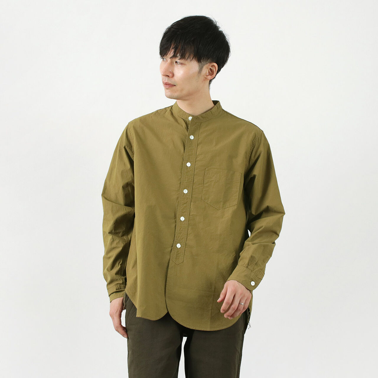 FRC005 Special order military dump band collar shirt, long sleeves,Khaki, large image number 0