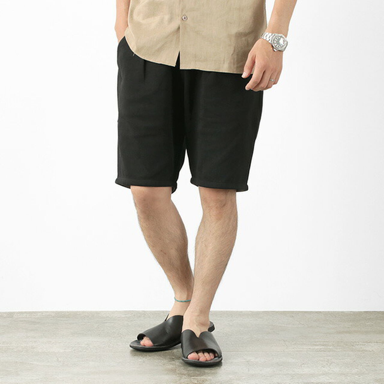 Cotton Jersey Tucked Half Pants,, large image number 16