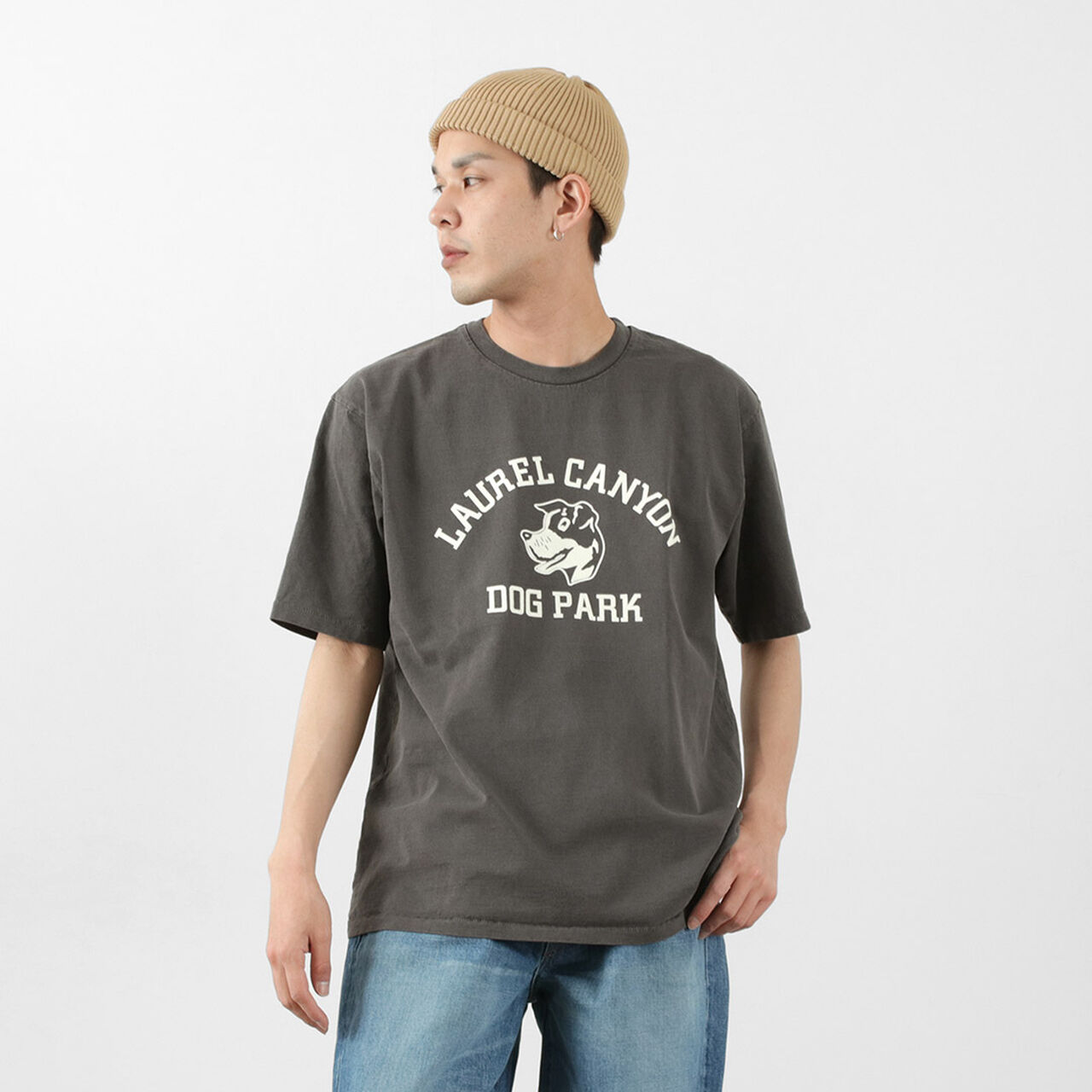 Basic crew print T-shirt (dog park),VintageBlack, large image number 0