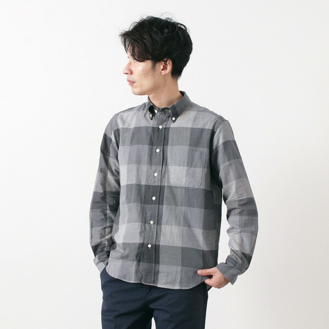 Block Check Long Sleeve Button Down Shirt,, large image number 12