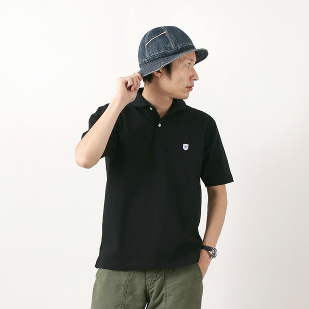 Plain Heavy Jersey Round Collar Polo Shirt,, large image number 11