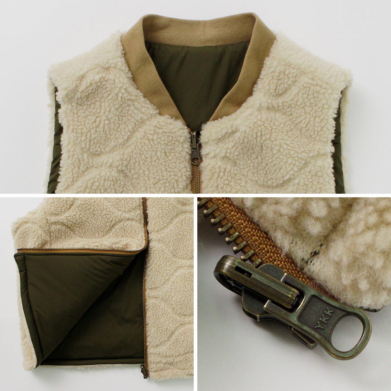 Quilted Sheepskin Boa MIL Vest,, large image number 14