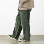 One-tuck wide pants / 8-well corduroy,Green, swatch