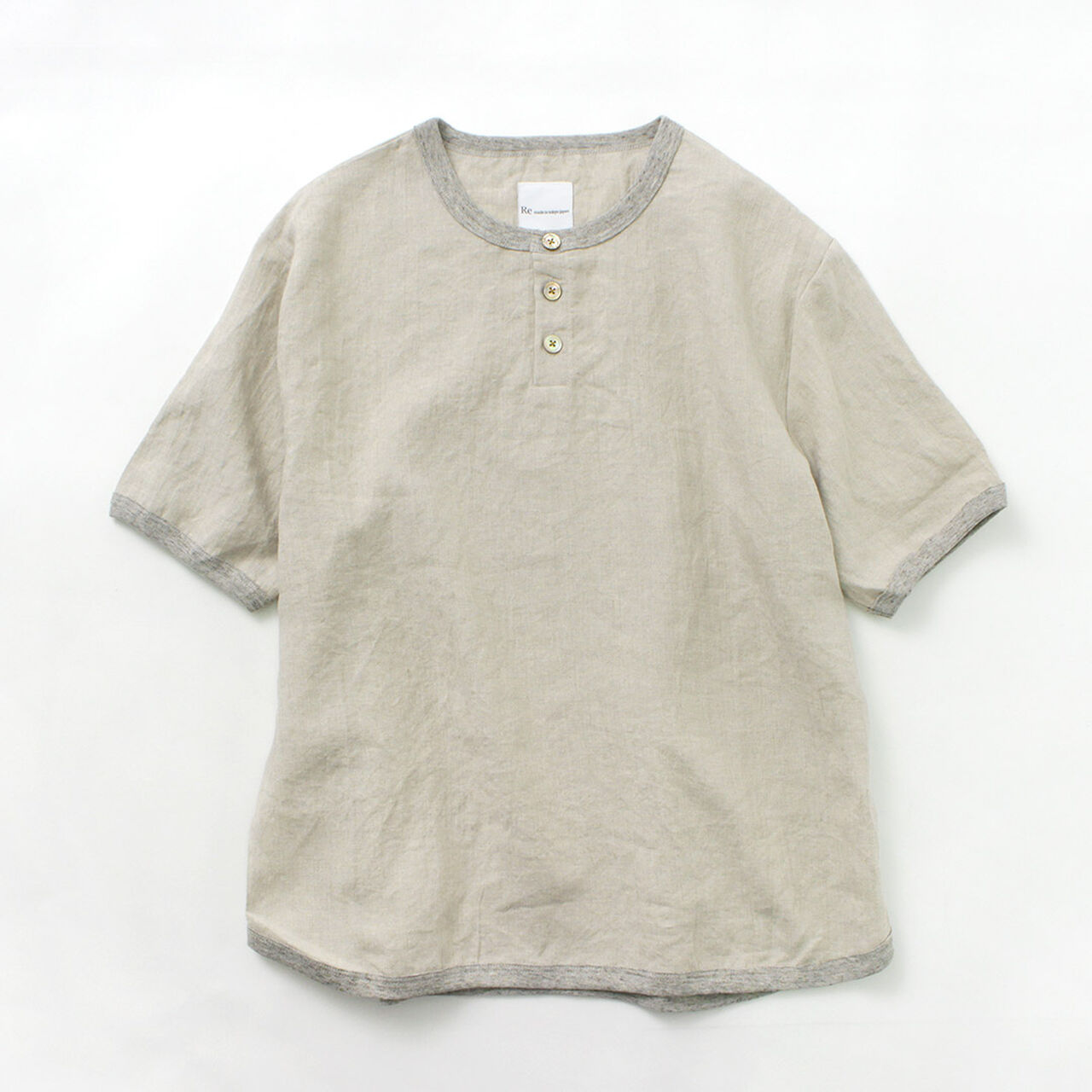 French Linen Henley Neck T-Shirt,, large image number 3