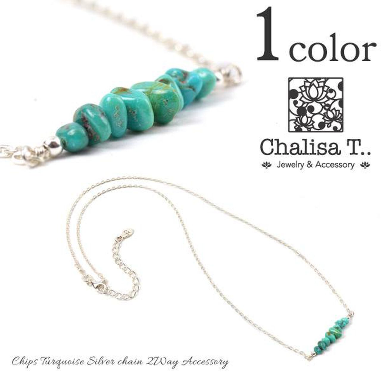 Chips Turquoise Silver Chain 2 Way Jewellery,, large image number 0