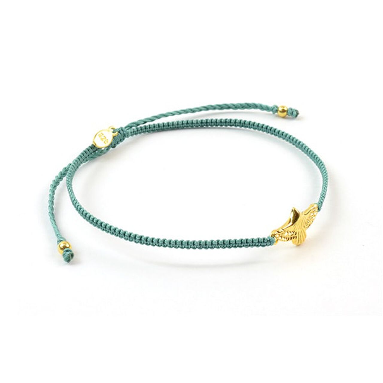 Eagle Notching Cord Anklet,BlueGreen_Silver, large image number 0