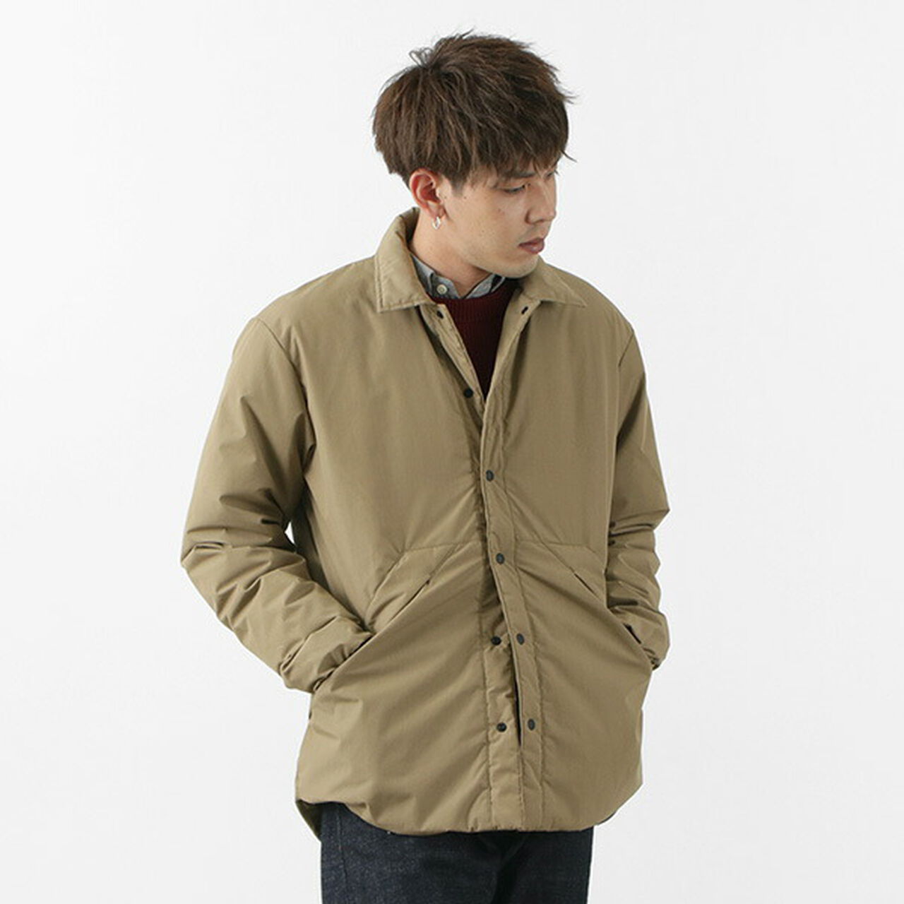 [Exclusive]Down Shirt Jacket Fire-resistant,Beige, large image number 0