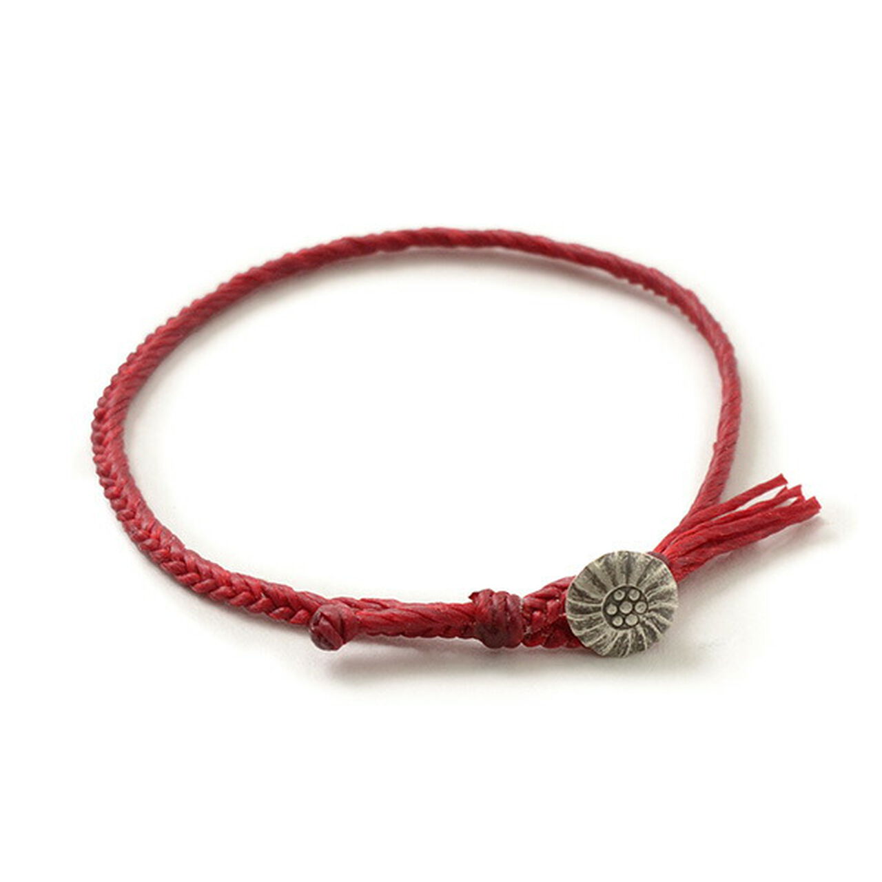 Wax Cord Concho Anklet Fishbone Braid,Red, large image number 0