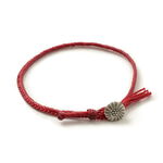 Wax Cord Concho Anklet Fishbone Braid,Red, swatch