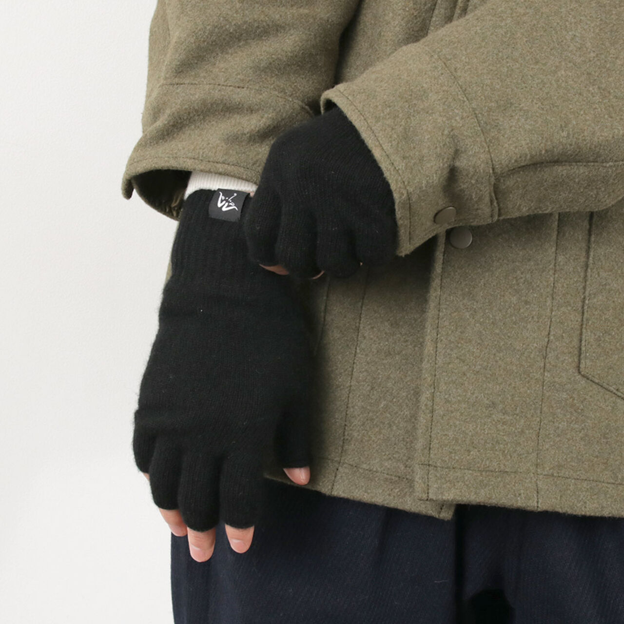 Special order Plain Stitch Cashmere Half Finger Gloves,, large image number 4