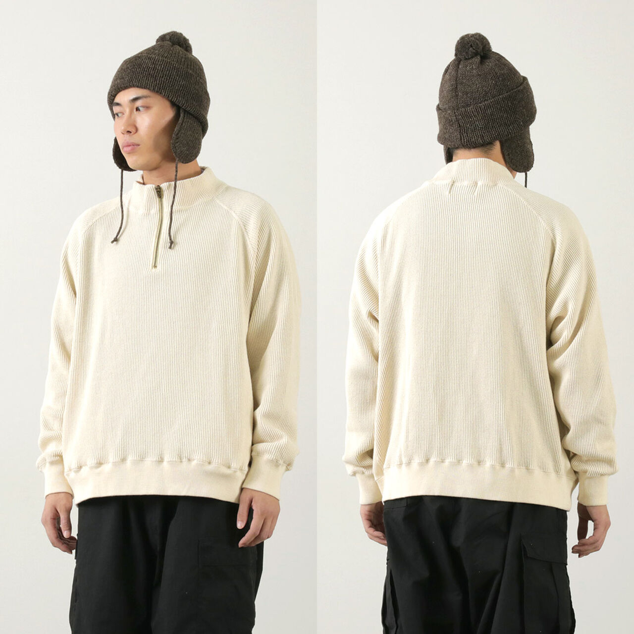 Open-Ended Waffle Half-Zip Pullover,, large image number 12