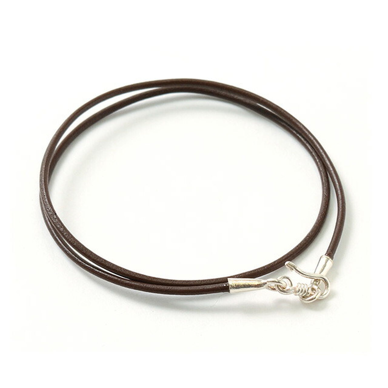 Leather choker necklace in calen silver.,Brown, large image number 0