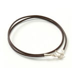 Leather choker necklace in calen silver.,Brown, swatch