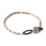 Brown Shell Beads Wax Cord Bracelet,Brown, swatch
