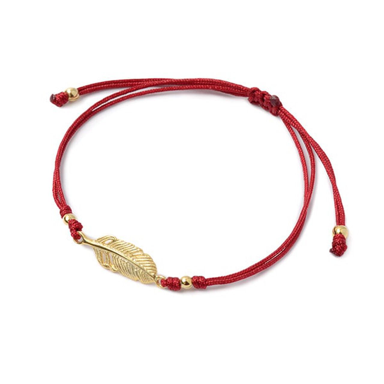 Mini Feather Notched Cord Bracelet,Red_Gold, large image number 0