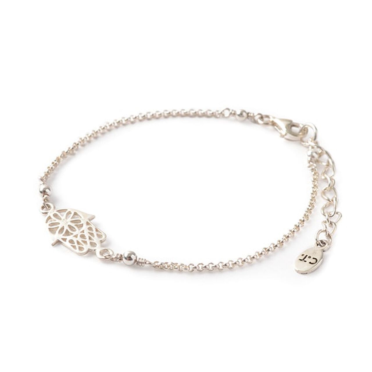 Hamsa Hand silver chain bracelet,Silver, large image number 0