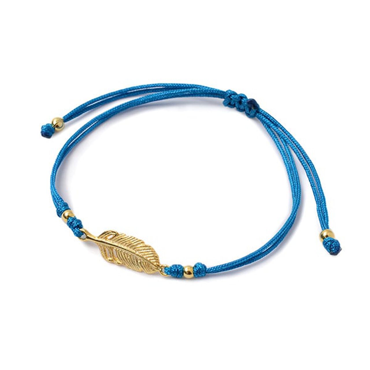 Mini Feather Notting Cord Anklet,Turquoise_Gold, large image number 0