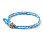 Waxed cord silver single strand concho bracelet,Blue, swatch