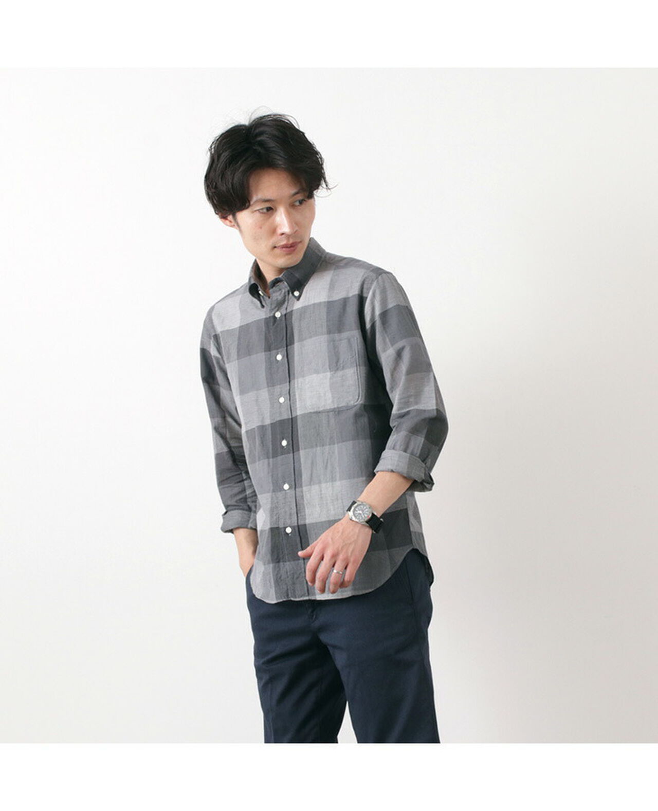 Block Check Long Sleeve Button Down Shirt,, large image number 3