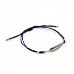 Silver feather knotted cord bracelet,Navy_Silver, swatch