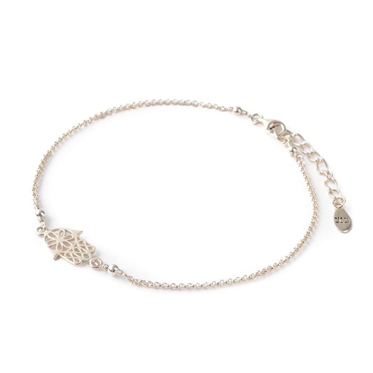 Hamsa Hand Silver Chain Anklet,Silver, large image number 0