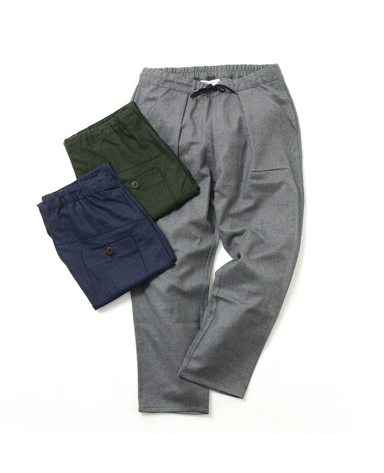 Wool flannel tucked ankle trousers,, large image number 2
