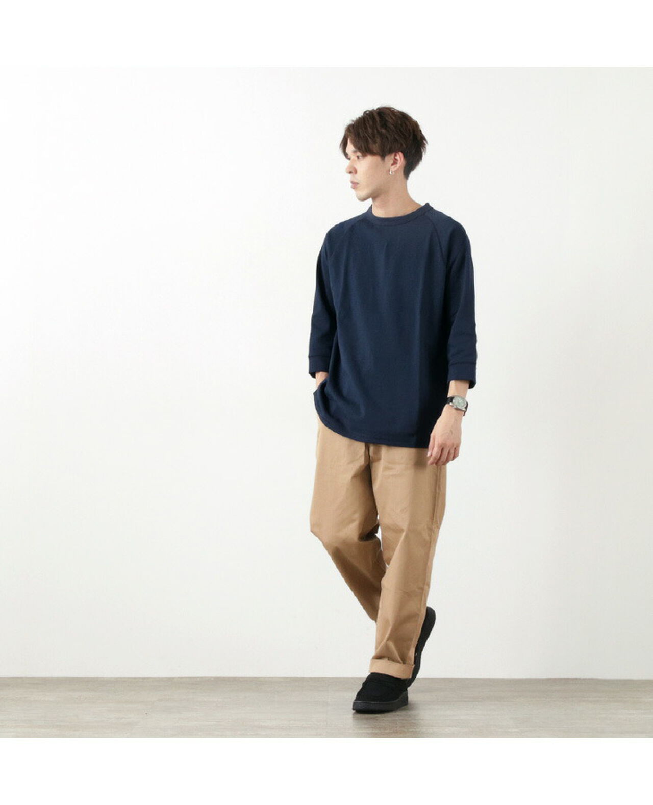Hemmed Jersey Cotton Crew Neck Cut & Sew,, large image number 3